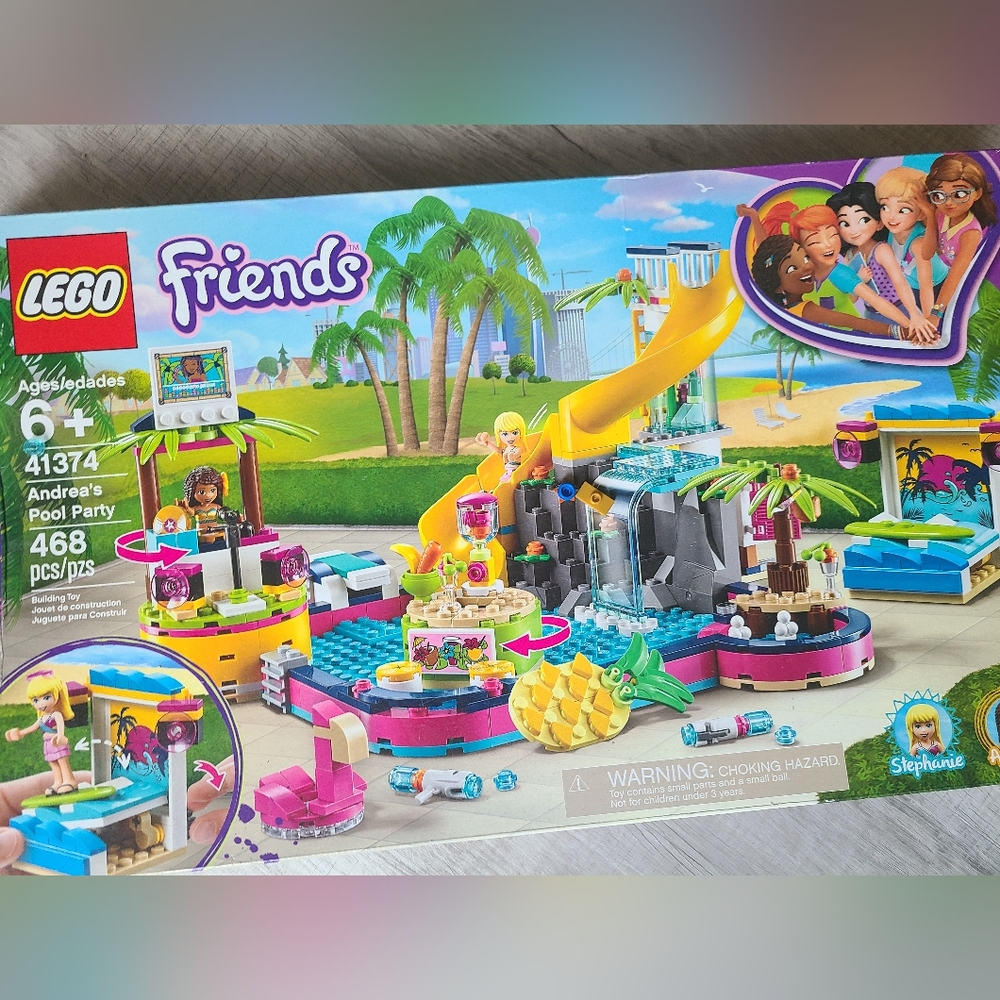 LEGO Friends Andrea's Pool Party Toy Pool Building Set with Andrea and Stephanie
